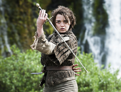 Maisie Williams as Arya Stark.
