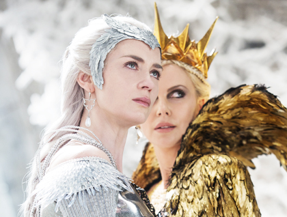 Emily Blunt as Freya and Charlize Theron as Ravenna.
